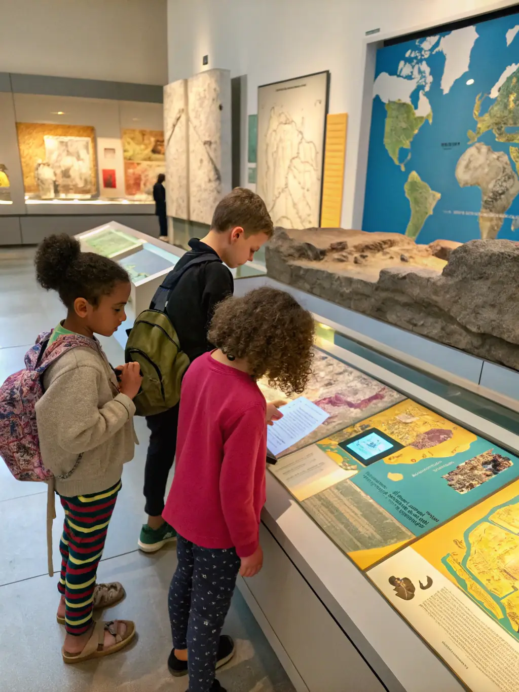 A photo of children participating in an educational workshop at the Tour Saint-Romain, learning about local history and heritage through interactive activities.